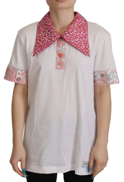 Dolce & Gabbana Elegant Collared Polo T-Shirt in Pristine White