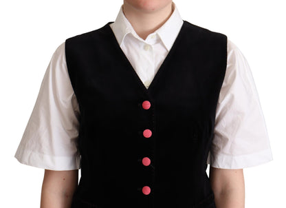 Dolce & Gabbana Elegant Black Velvet Sleeveless Waistcoat