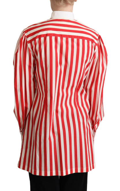 Dolce & Gabbana Elegant Red and White Stripe Cotton Polo Top