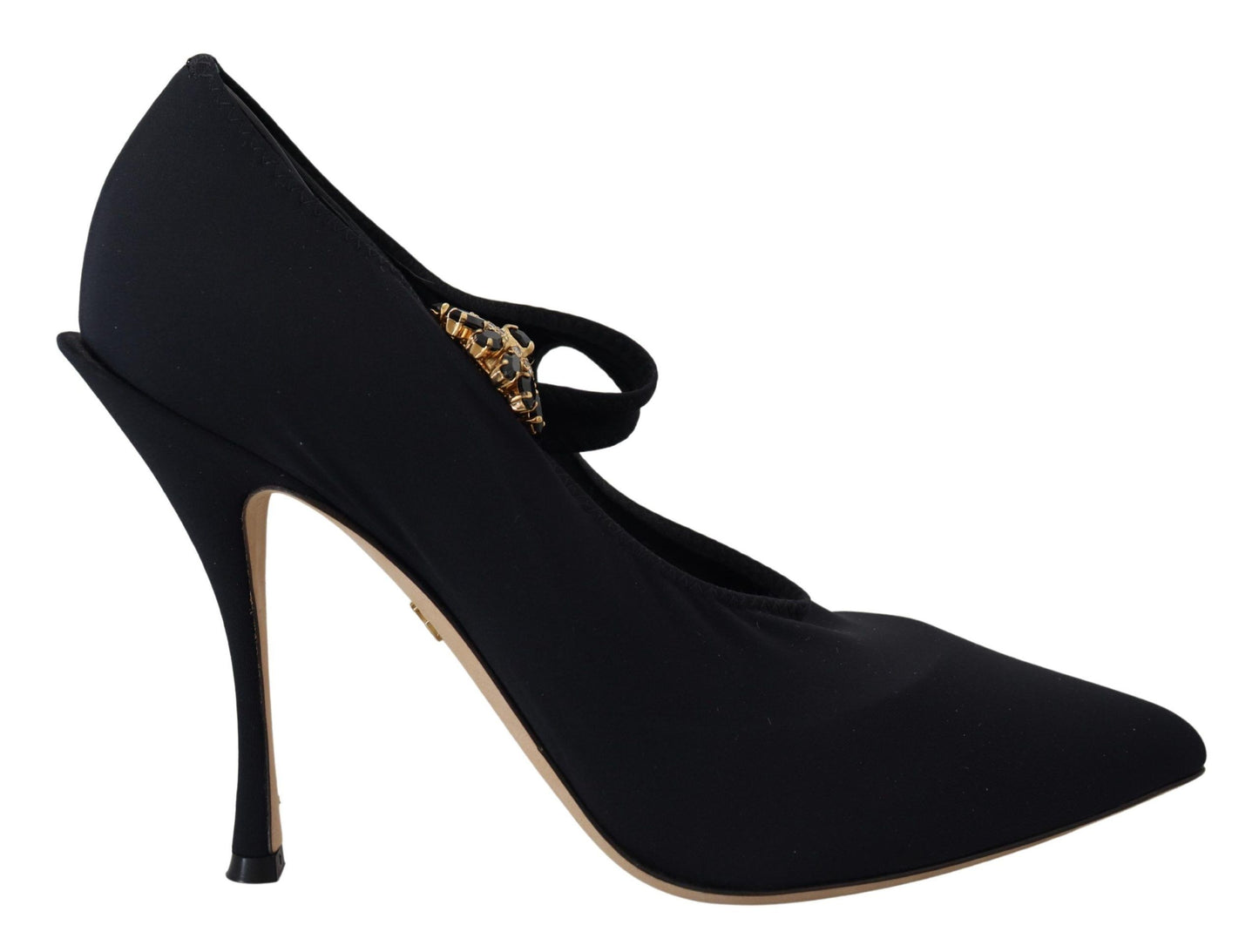 Dolce & Gabbana Black Socks Stretch Crystal Pumps Shoes