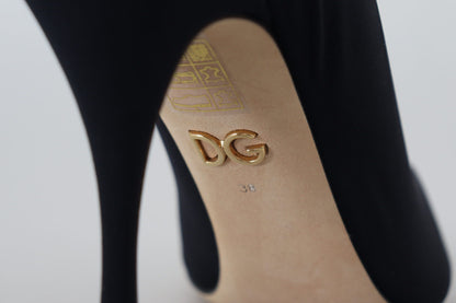 Dolce & Gabbana Black Socks Stretch Crystal Pumps Shoes