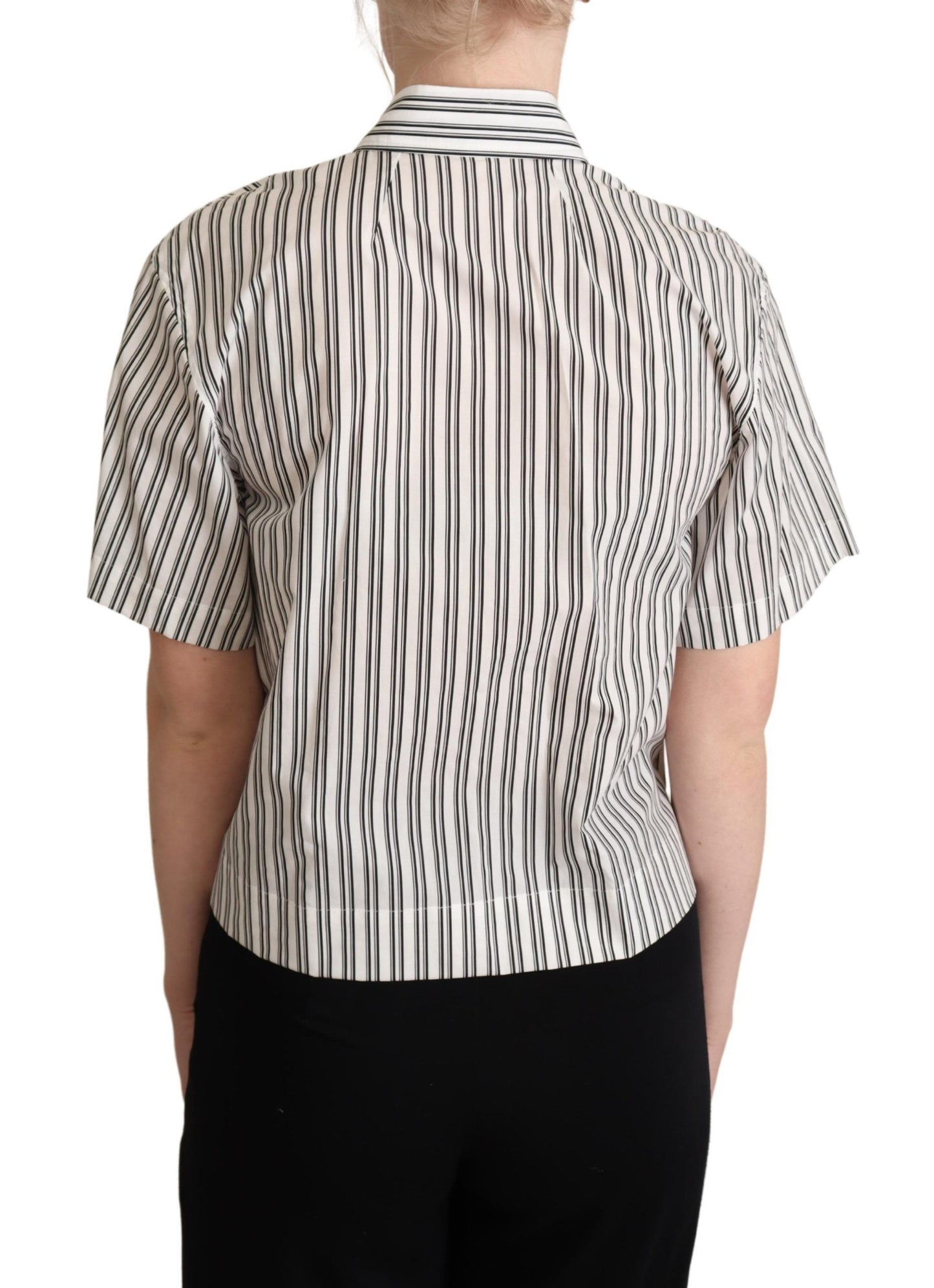 Dolce & Gabbana White Black Striped Shirt Blouse Top