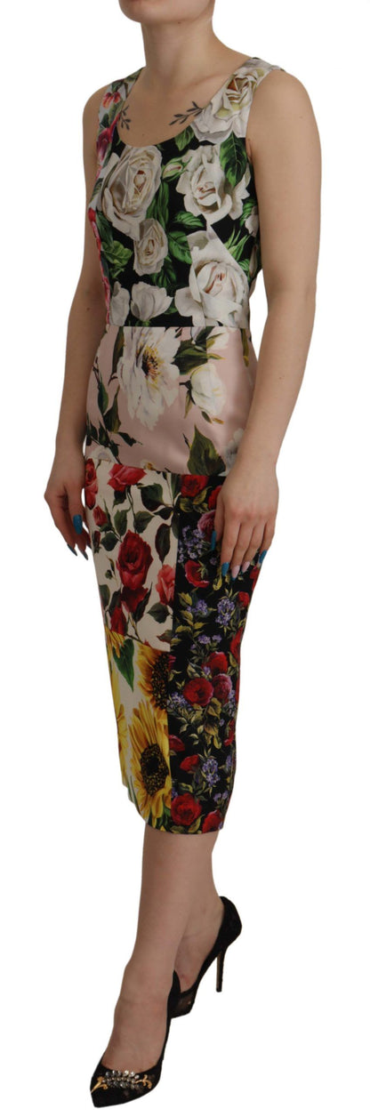 Dolce & Gabbana Patchwork Floral Midi Sheath Dress