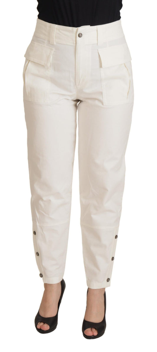 Dolce & Gabbana Elegant White High-Waist Tapered Trousers