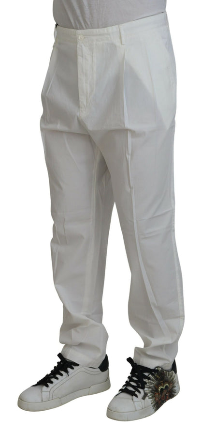 Dolce & Gabbana White Cotton Dress Formal Men Pants