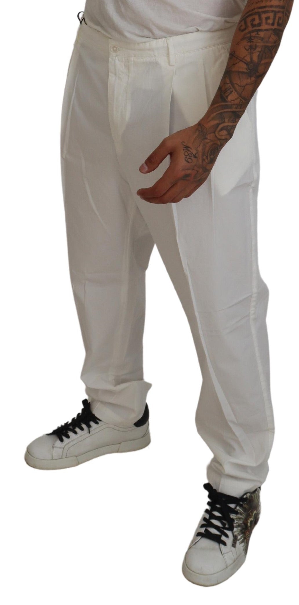 Dolce & Gabbana White Cotton Dress Formal Men Pants