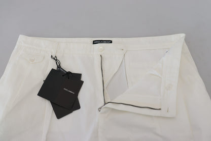 Dolce & Gabbana White Cotton Dress Formal Men Pants