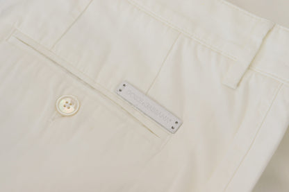 Dolce & Gabbana White Cotton Dress Formal Men Pants