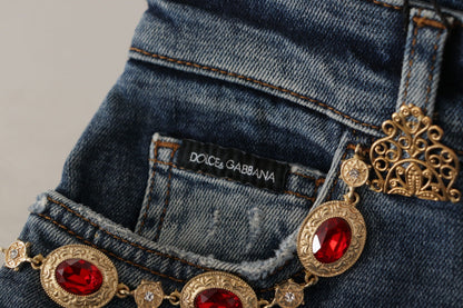 Dolce & Gabbana High Waist Skinny Designer Jeans in Blue
