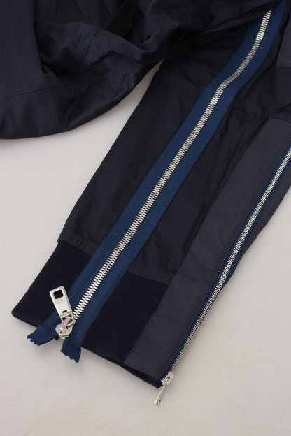 Dolce & Gabbana Dark Blue Cotton Zipper Jogger Pants