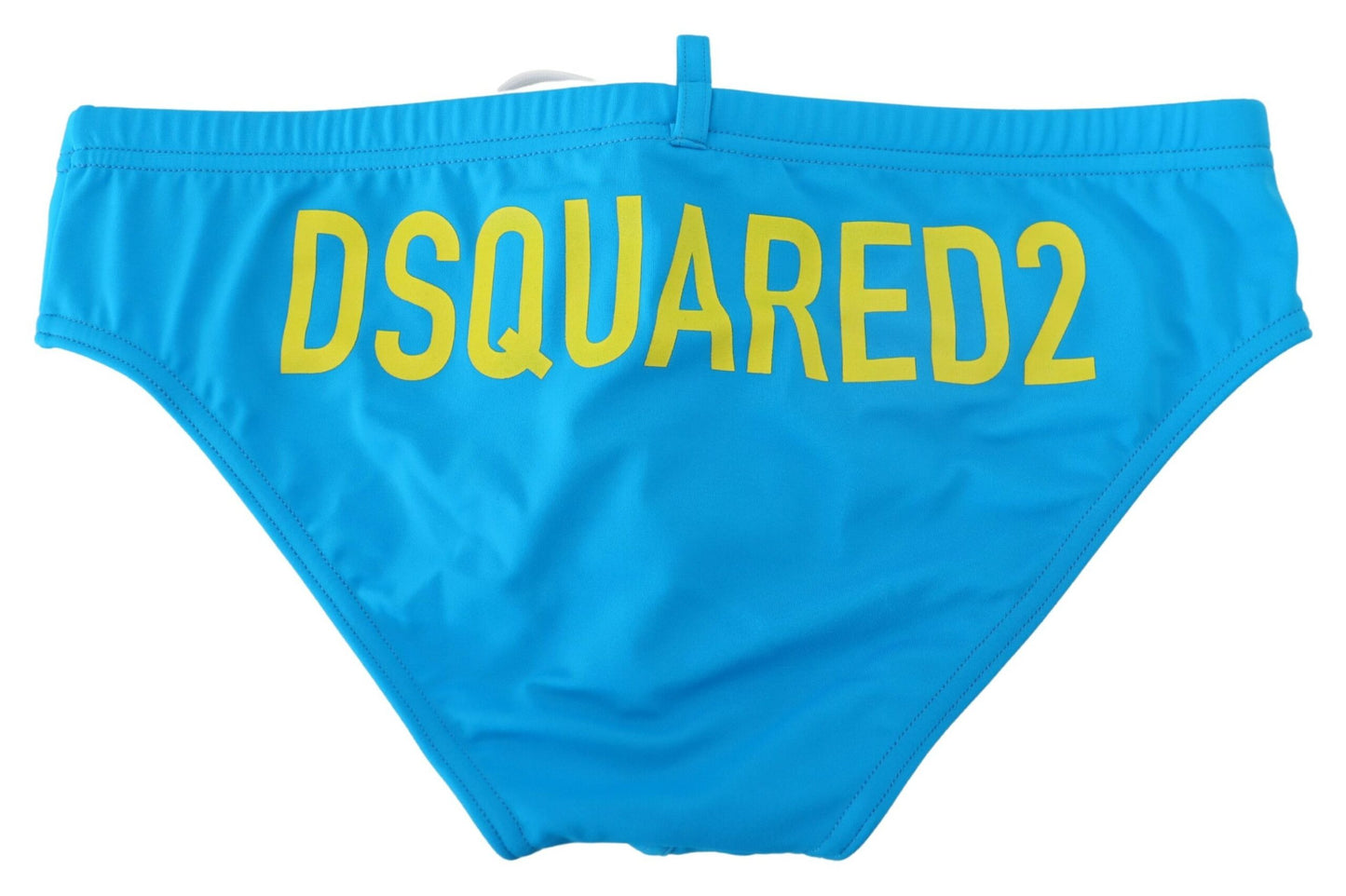 Dsquared² Sleek Blue Swim Briefs with Yellow Logo Print