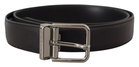 Dolce & Gabbana Elegant Black Leather Belt with Metal Buckle