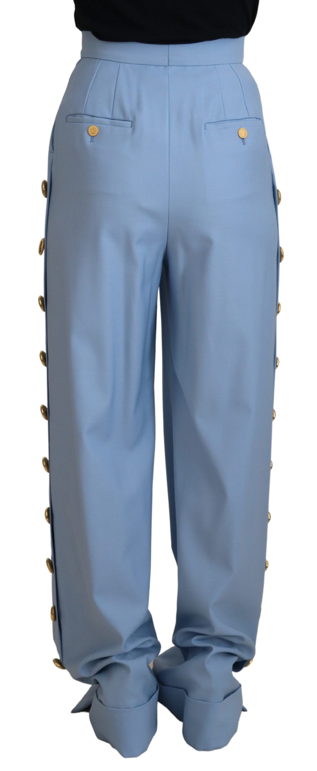 Dolce & Gabbana Elegant Light Blue Wool-Silk Blend Pants