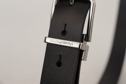 Dolce & Gabbana Elegant Black Leather Belt with Metal Buckle