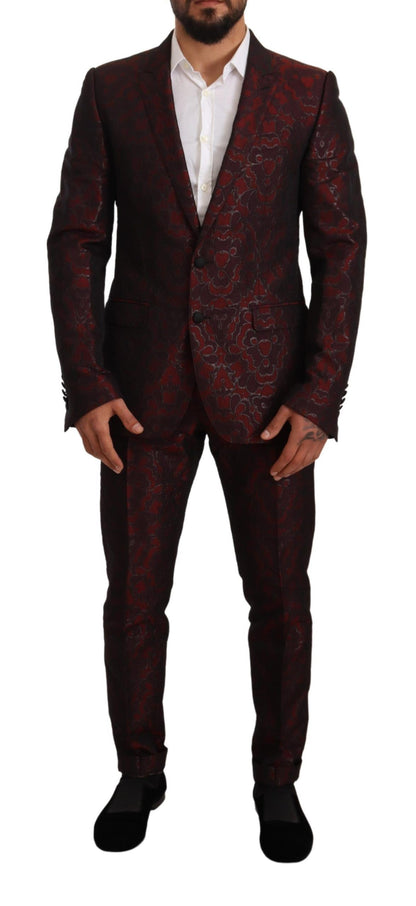 Dolce & Gabbana Elegant Red Martini Three Piece Suit