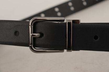 Dolce & Gabbana Elegant Black Leather Belt with Metal Buckle