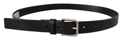 Dolce & Gabbana Elegant Black Leather Belt with Metal Buckle