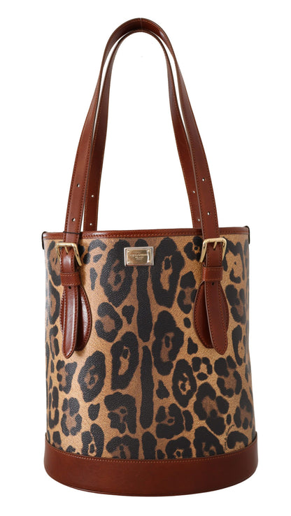 Dolce & Gabbana Elegant Leopard Bucket Tote Bag