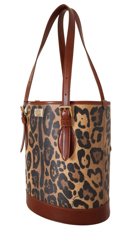 Dolce & Gabbana Elegant Leopard Bucket Tote Bag