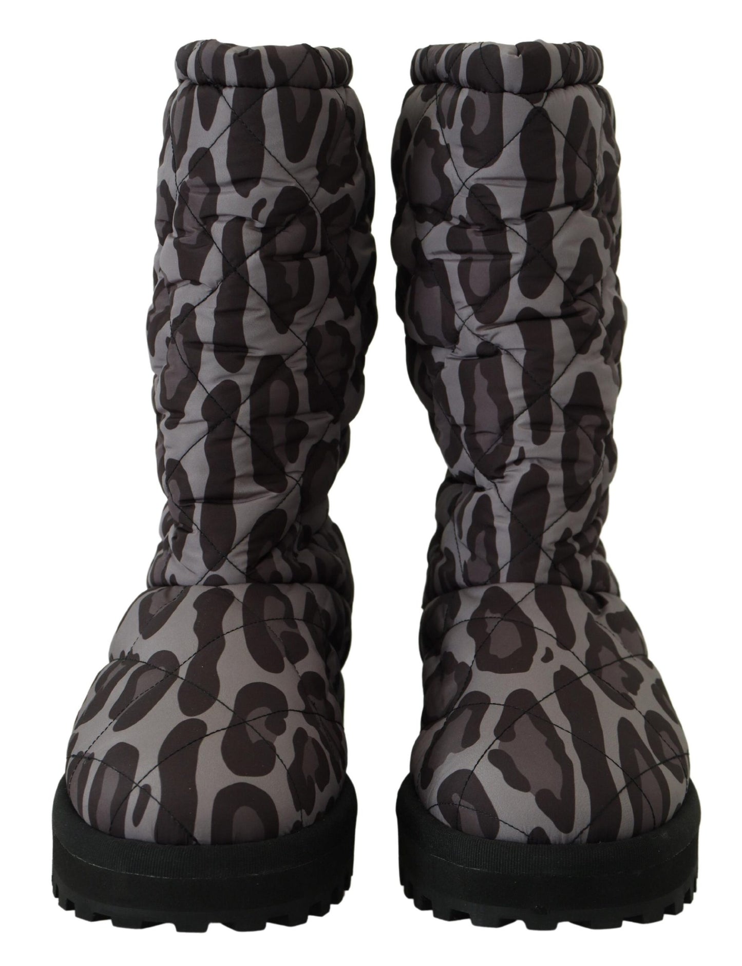 Dolce & Gabbana Elegant Gray Leopard Mid Calf Boots