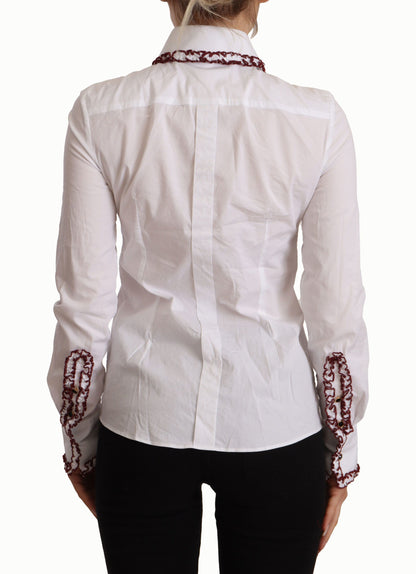 Dolce & Gabbana Elegant White Cotton Long Sleeve Polo Top