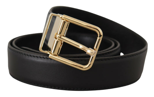 Dolce & Gabbana Elegant Black Leather Belt with Metal Buckle