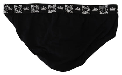 Dolce & Gabbana Black Cotton Stretch Midi Brief Underwear