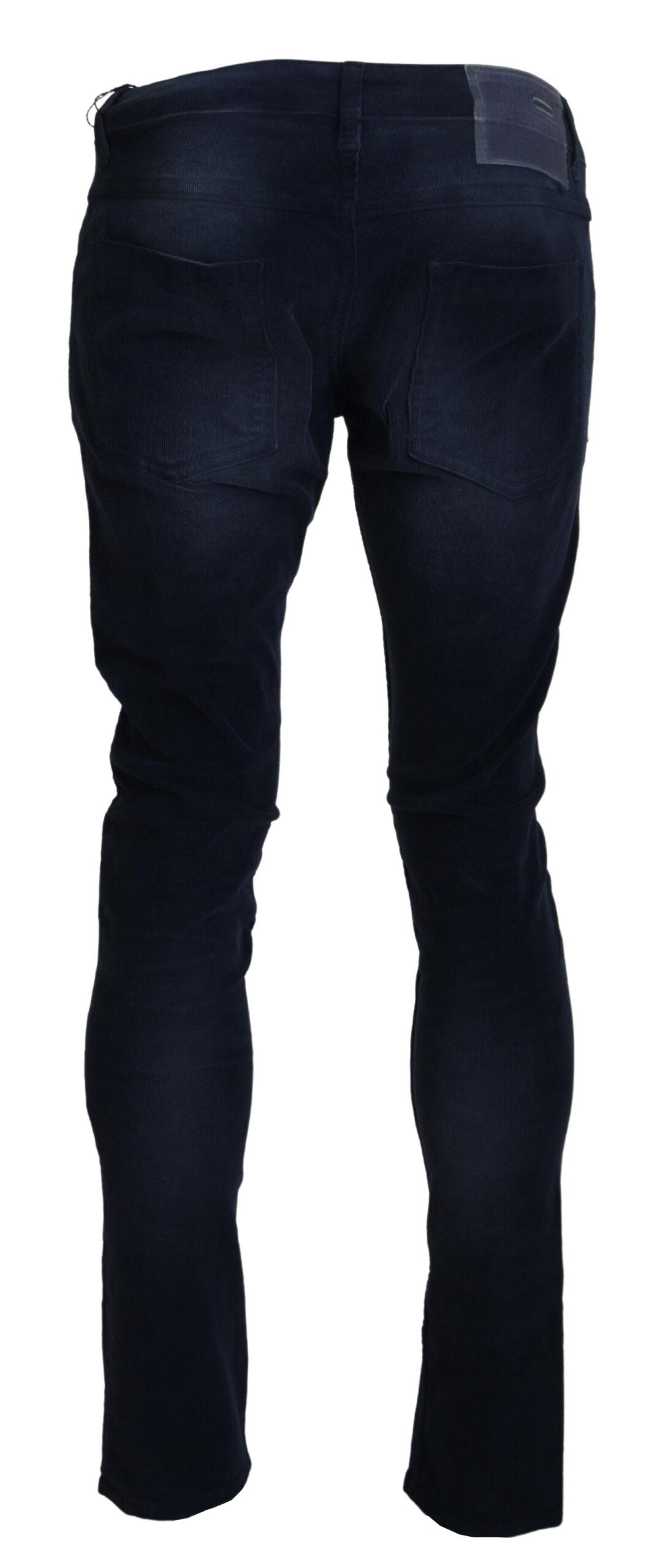 Acht Blue Cotton Corduroy Slim Stretch Men Jeans