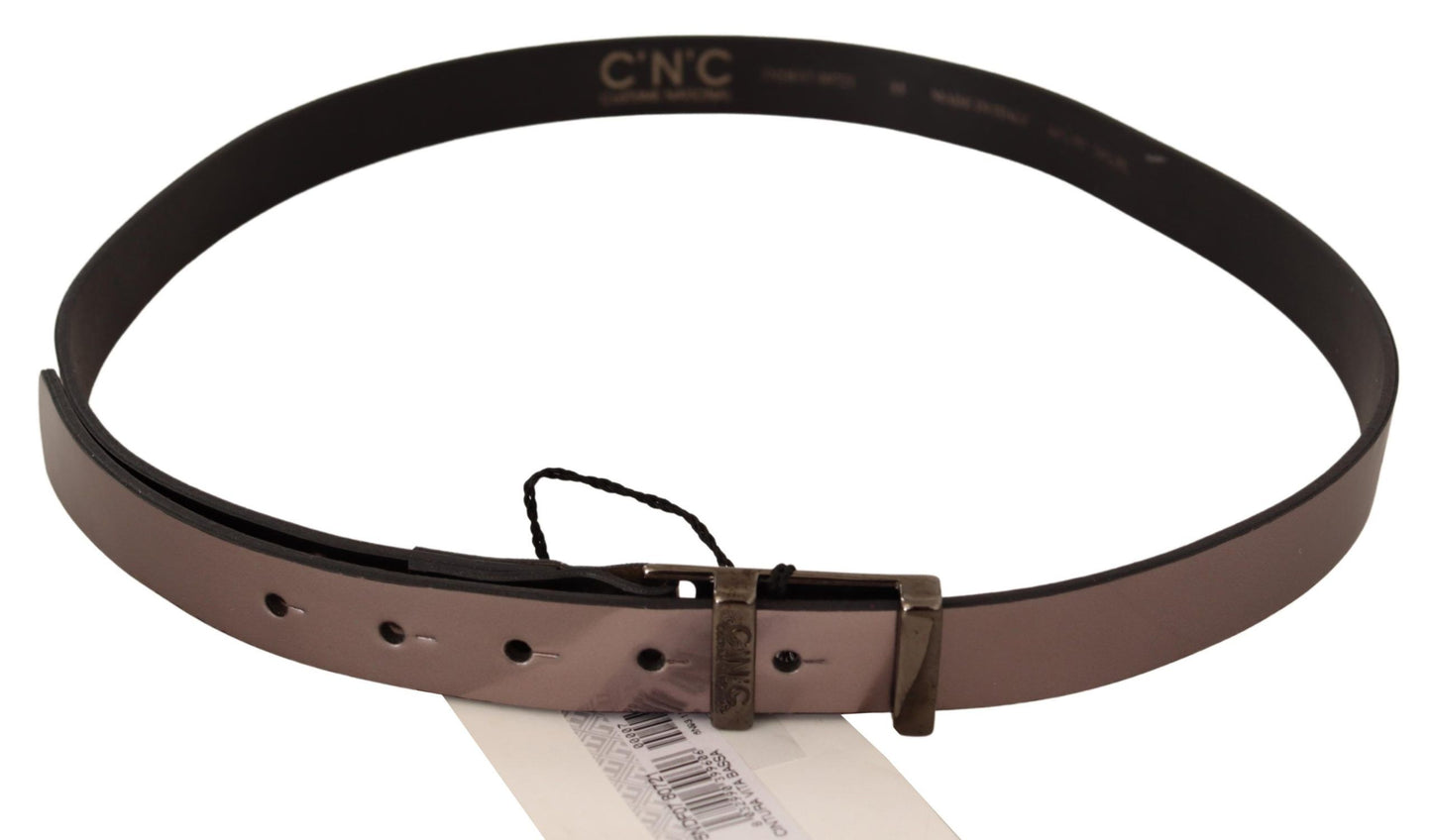 Costume National Pink Metallic Leather Buckle Belt