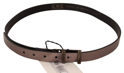 Costume National Pink Metallic Leather Buckle Belt