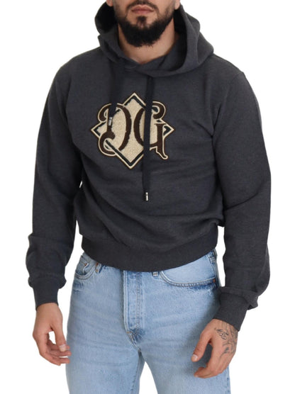 Dolce & Gabbana Gray Logo Cotton Hooded Sweatshirt Sweater