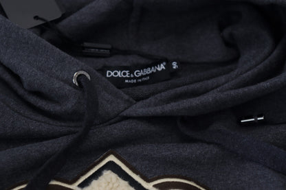 Dolce & Gabbana Gray Logo Cotton Hooded Sweatshirt Sweater