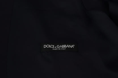 Dolce & Gabbana Dark Blue Wool Stretch Waistcoat Formal Vest