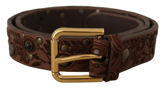 Dolce & Gabbana Elegant Leather Belt with Engraved Buckle