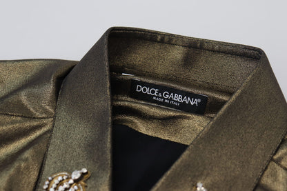 Dolce & Gabbana Elegant Gold Slim Fit Shirt with Crown Embroidery