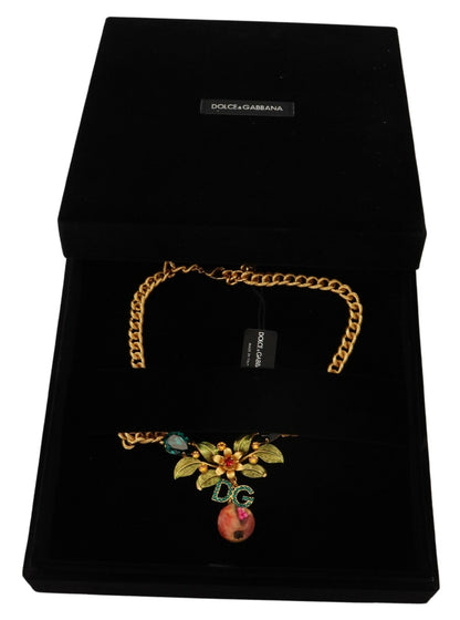 Dolce & Gabbana Elegant Gold-Tone Floral Fruit Necklace