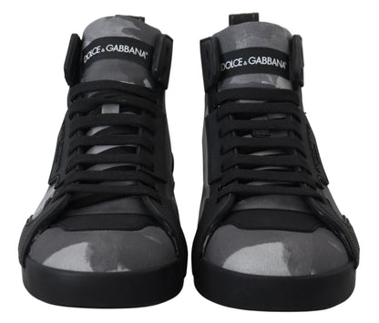 Dolce & Gabbana Camo Gray High-Top Sneakers