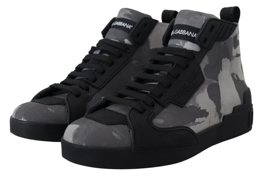 Dolce & Gabbana Camo Gray High-Top Sneakers