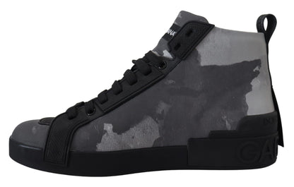 Dolce & Gabbana Camo Gray High-Top Sneakers