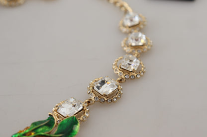 Dolce & Gabbana Elegant Gold Tone Crystal Statement Necklace