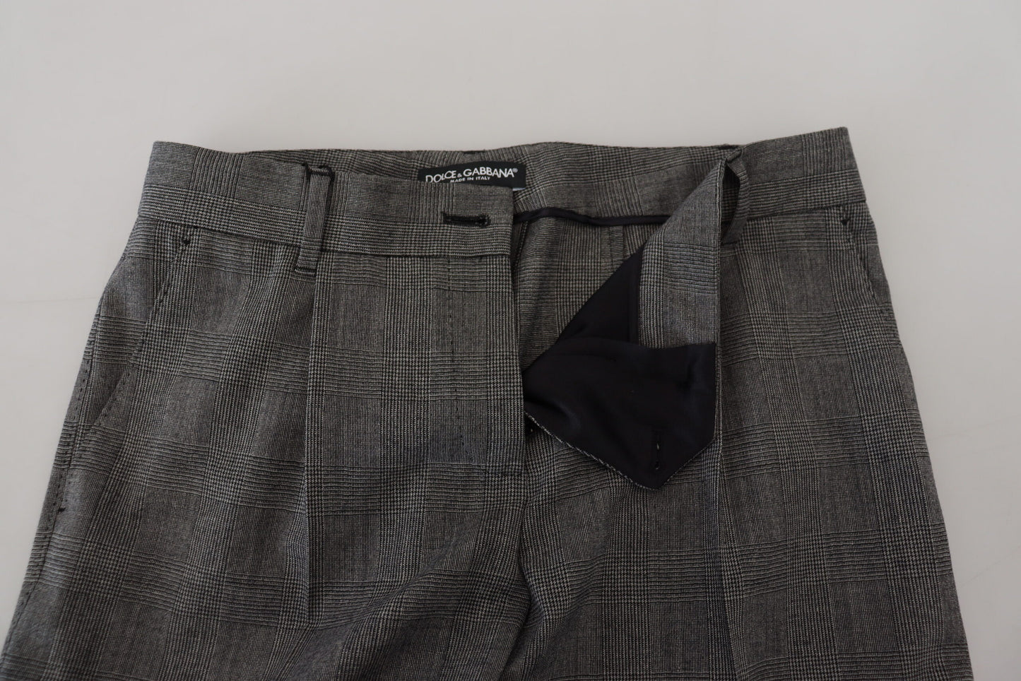 Dolce & Gabbana High-Waist Plaid Virgin Wool Pants