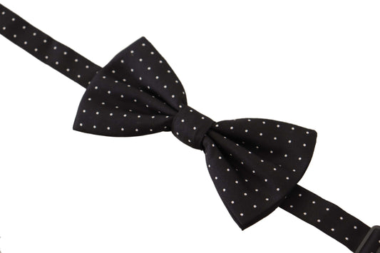 Dolce & Gabbana Elegant Black Polka Dot Silk Bow Tie