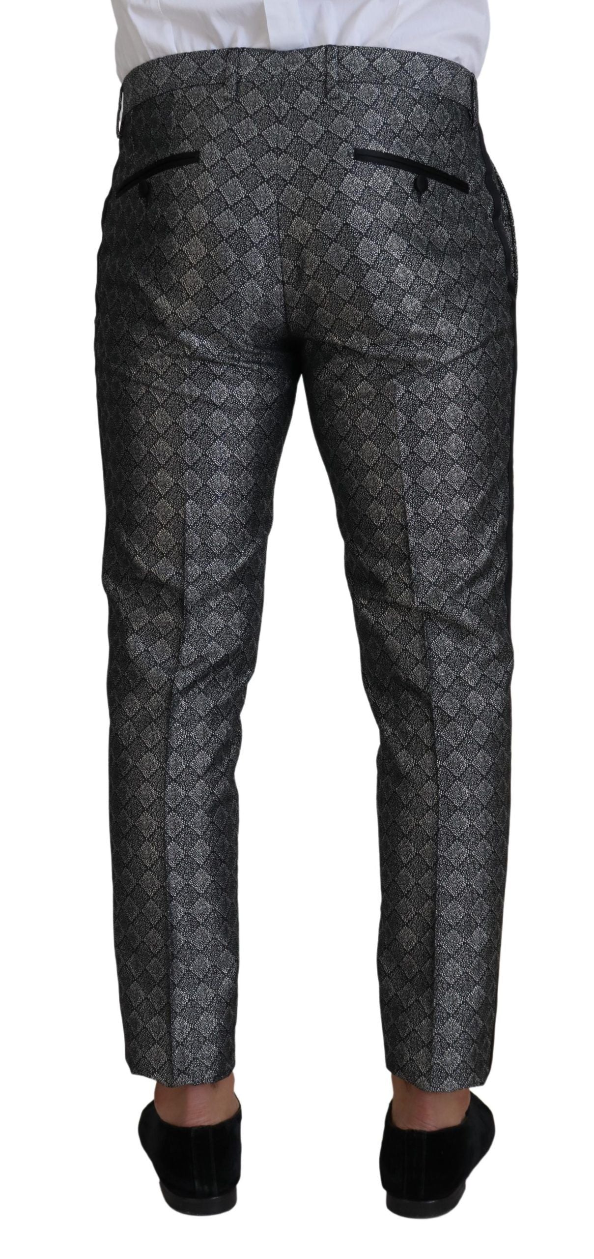 Dolce & Gabbana Elegant Silver Patterned Slim Fit Suit