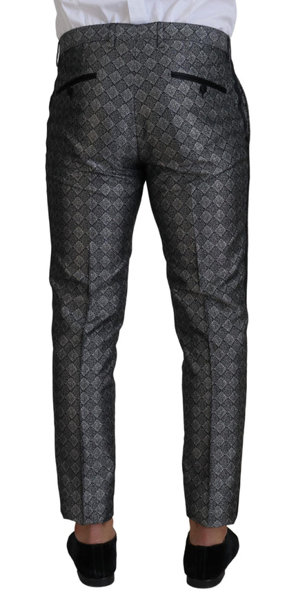 Dolce & Gabbana Elegant Silver Patterned Slim Fit Suit