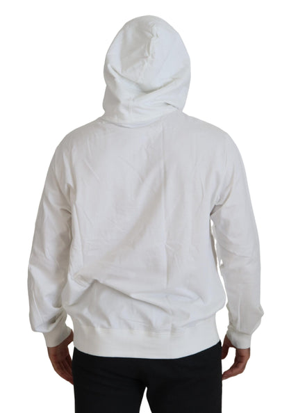 Dolce & Gabbana White Cotton Hooded Sweatshirt Sweater