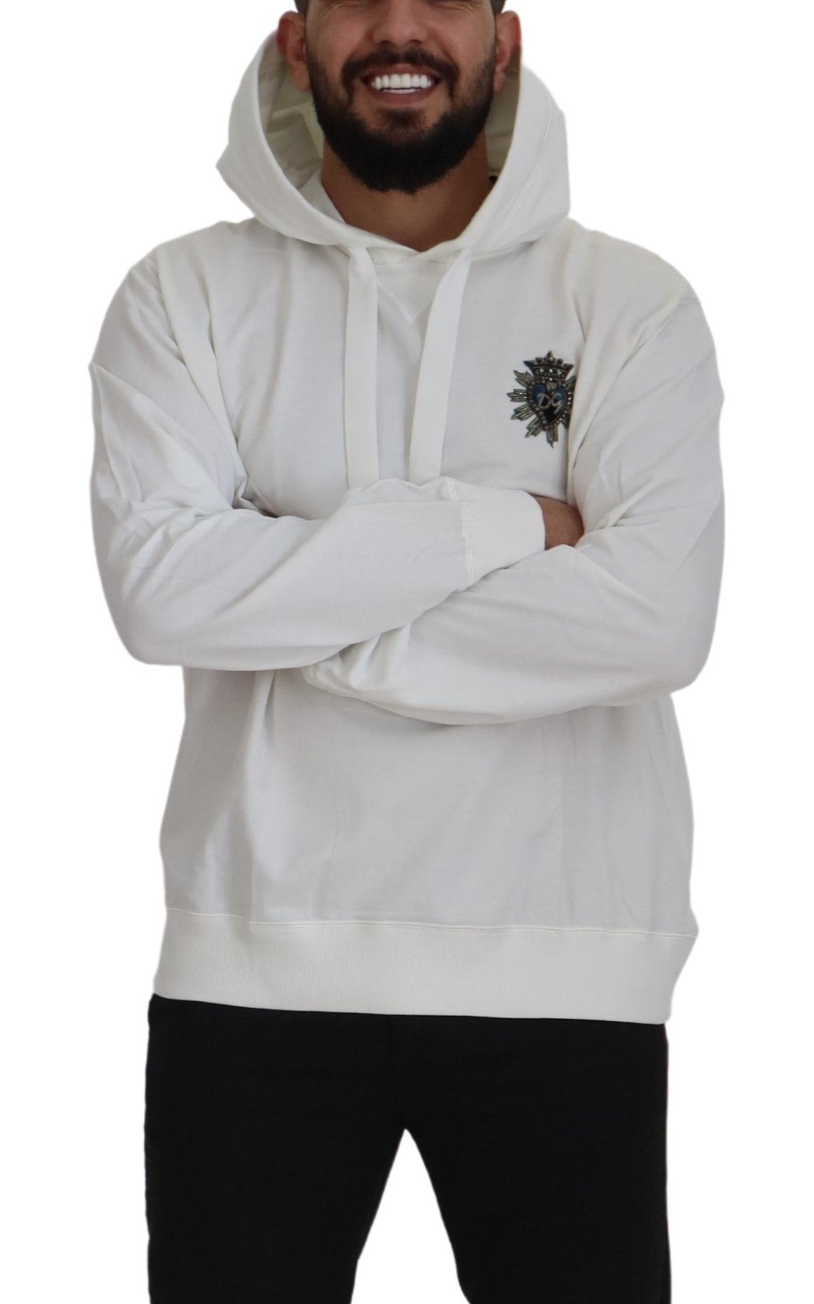 Dolce & Gabbana White Cotton Hooded Sweatshirt Sweater