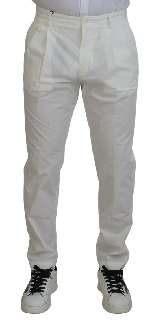 Dolce & Gabbana White Cotton Skinny Chino Pants