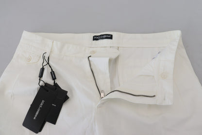 Dolce & Gabbana White Cotton Skinny Chino Pants