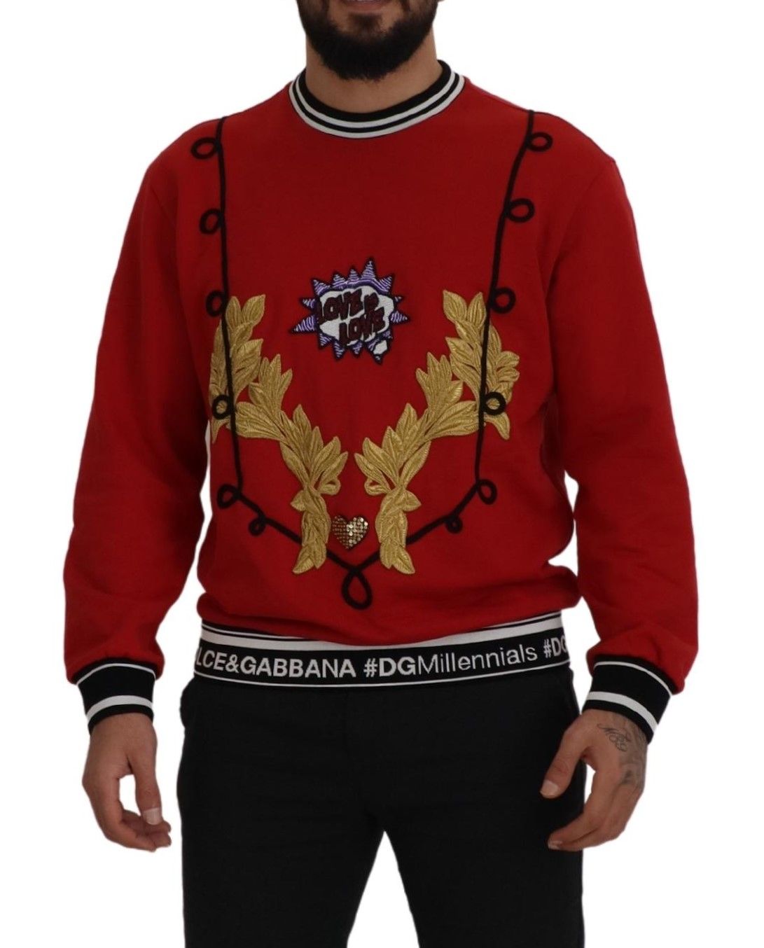 Dolce & Gabbana Dazzling Sequined Red Pullover Sweater