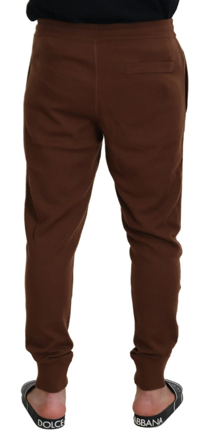 Dolce & Gabbana Brown Cashmere Men Drawstring Jogger Pants